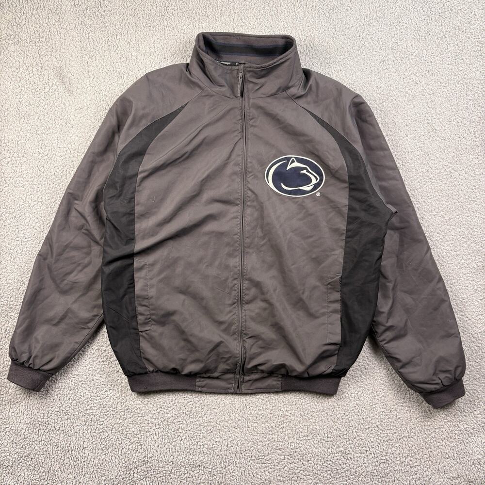 Penn State Jacket Mens Large Gray College University Full Zip Coat Embroidered